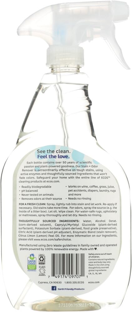 Earth Friendly Products Everyday Stain and Odor Remover Spray, 22 Oz (Pack of 4)