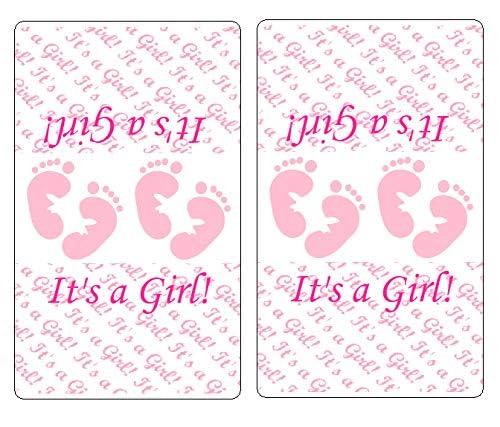 60 Pink Footprints Baby Shower Miniatures Chocolate Candy Bar Wrapper, Its a Girl Baby Shower Mini Candy Bar Stickers Decorations, Candy Not Included