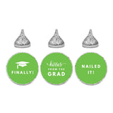 Andaz Press Chocolate Drop Labels Stickers Trio, Funny Graduation, Kiwi Green, 216-Pack, Fits Kisses Party Favors