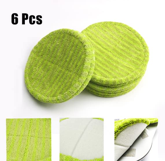 Chuancheng Cordless Electric Rotary Mop Replacement Cleaning Pads for Elicto ES-200, ES-330, ES-430, ES-530 (Pack of 6)