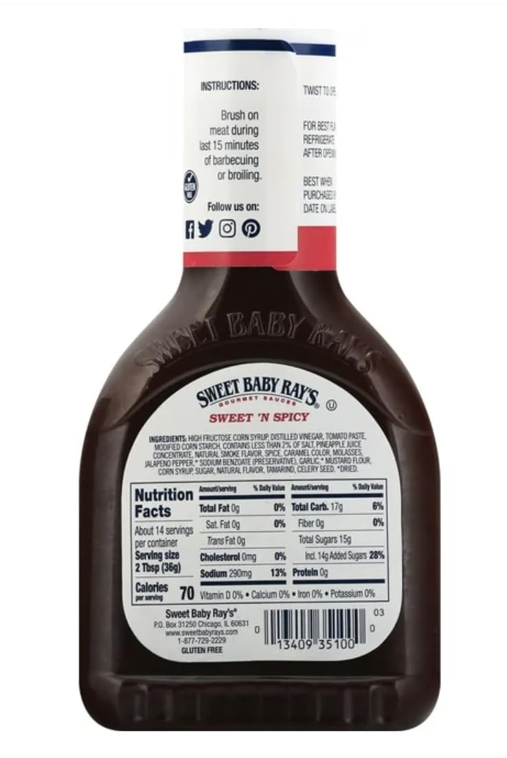 Sweet Baby Rays Sweet 'n Spicy 18 oz Barbecue Sauce w/Exit 28 Bargains Sticker