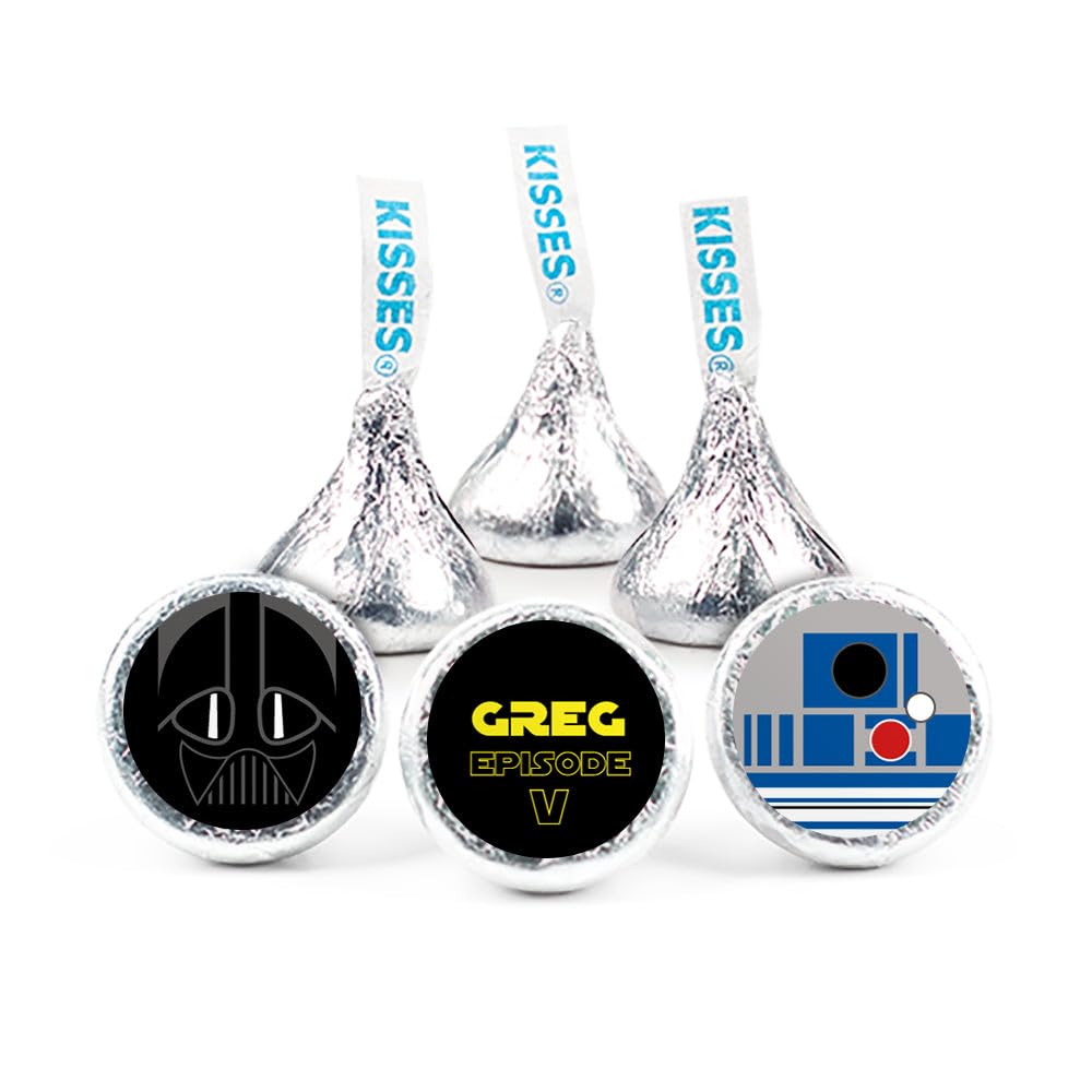108ct Personalized Kid's Birthday Party Favors Stickers for Kisses Candy (108 ct) - Galactic Empire