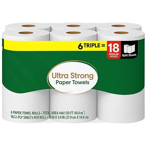 SKYREN Ultra Strong Paper Towels, 6 Triple Rolls (165 Sheets per Roll) - Durable, Absorbent, Multi-Purpose Paper Towels for Kitchen, Cleaning