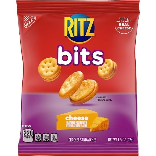 Ritz Bits - Cheese Cracker Sandwiches - Pack of 10 - Filling Made with Real Cheese - Perfect for Taking on the go - Stock up Today and Enjoy Anywhere