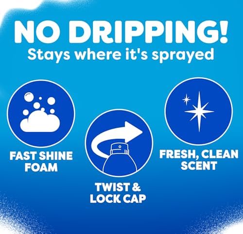 Windex Fast Shine Foam Glass Cleaner, No-Drip Windows, Doors, Mirrors & Countertops Aerosol Cleaning Spray, Streak-Free Shine, Removes Fingerprints