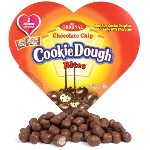 Cookie Dough Bites Heart Box, Original Chocolate Chip Flavored, Festive Candy Gift, 6 Ounces