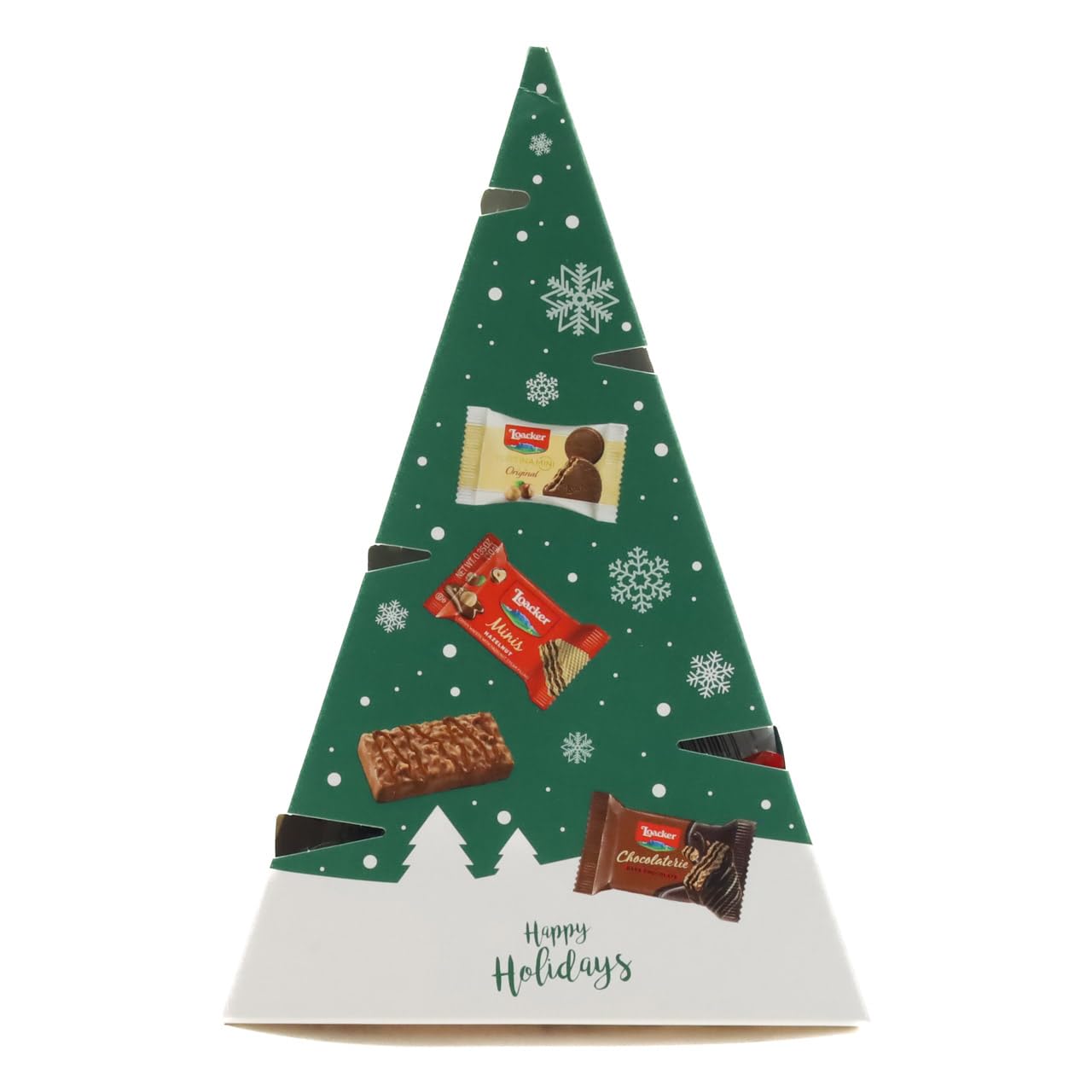 Loacker Christmas Tree, Mix of Wafer & Chocolate Specialties,138g / 4.87 oz., box with Loacker's Favorite Individually Wrapped Mini Wafer & Chocolate