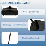 Primero Basics Broom and Dustpan Set with Long Handle and Wheels, Upright Standing Heavy Duty Large Dust Pan and Broom Combo for Indoor Outdoor