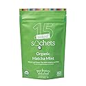Two Leaves and a Bud Organic Matcha Mint - 15 Naked Tea Sachets, Whole Leaf Green Tea and Matcha in Unwrapped Pyramid Sachets, Resealable Bag, 15
