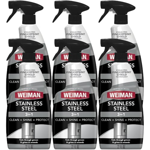 Weiman Stainless Steel Cleaner & Polish, 6 Pack, Anti Fingerprint Spray, Water Spots & Grease, No Streaks or Residue, Safe for Metal Polish, Chrome