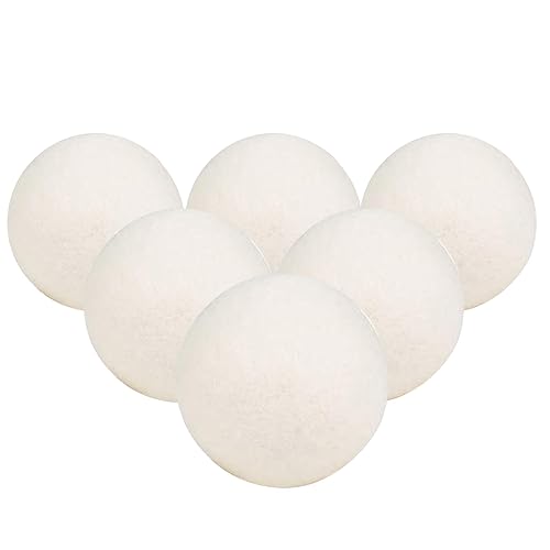 Wool Dryer Balls, 6 Pack Reusable Natural Fabric Softener Ball, Chemical-Free, No Lint, for Baby Clothes, Laundry Balls for Dryer, Anti Static