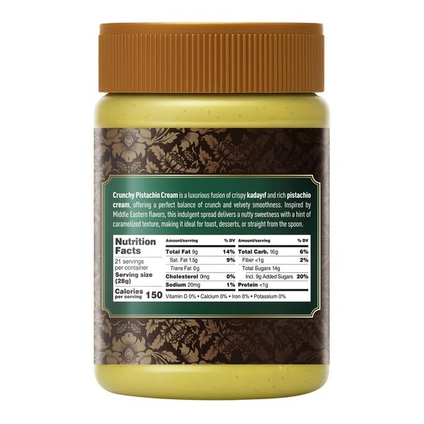 Dubai Chocolate Pistachio Cream with Kadaif - 21oz Viral TikTok Recipe Spread | Premium Crunchy Nut Butter for Trending Chocolate Bars & Middle
