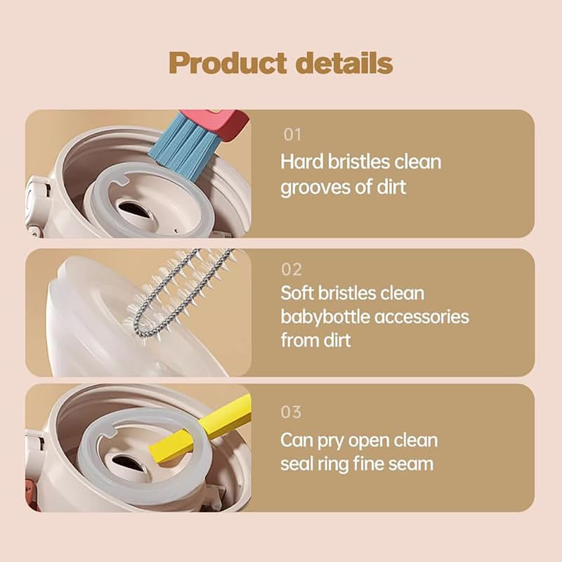 3 in 1 Cup Lid Cleaning Brush, 2025 Upgrade Cups Cleanings Brushs Portable Crevice Cleanings Brushs Set for Baby Bottle Gap Tight Spaces Cups