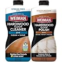 Weiman Hardwood Floor Cleaner and Polish Restorer Combo - 2 Pack - High-Traffic Hardwood Floor, Natural Shine, Removes Scratches, Leaves Protective