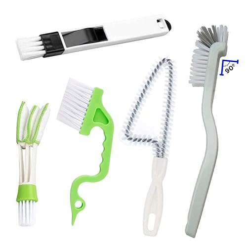 5Pcs Crevice Cleaning Brush Set, Hard Bristle Grout Brush for Window Track, Tile Lines, Sink Corners, Small Gaps, Bottles & Blinds