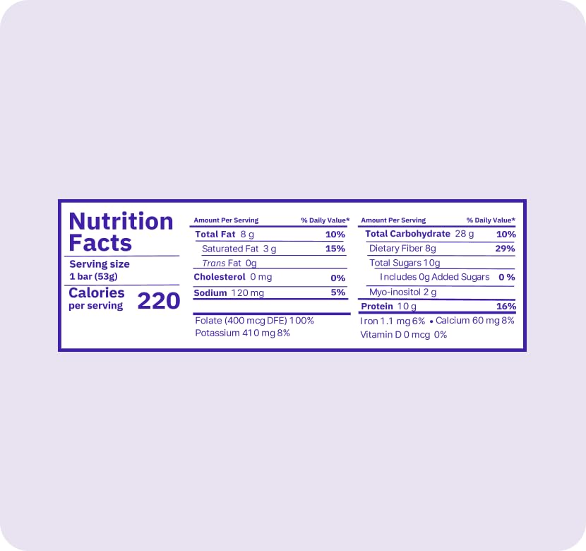 OVU Bar - Fertility, Pregnancy & Postpartum Nutrition Support for Women, Myo-Inositol, Folic Acid, Maca, High Protein, High Fiber, Blueberry Almond, 9