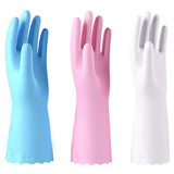 Alimat PluS 3 Pack Reusable Cleaning Gloves Latex Free, Dishwashing Gloves with Cotton Flock Liner and Embossed Palm, Waterproof Household Gloves