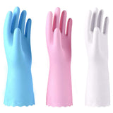 Alimat PluS 3 Pack Reusable Cleaning Gloves Latex Free, Dishwashing Gloves with Cotton Flock Liner and Embossed Palm, Waterproof Household Gloves
