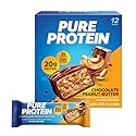 Pure Protein Chocolate Peanut Butter Protein Bars - 20g Protein, 3g Sugar, 190 Calories (12 count) Low Sugar* High Protein Snack - Gluten Free