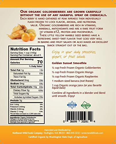 Fresh Frozen Organic Goldenberries by Northwest Wild Foods - Healthy Antioxidant Fruit Diet - for Smoothies, Pies, Jams, Syrups (9 Pounds)