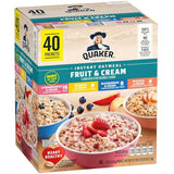 Quaker Instant Oatmeal Fruit & Cream, Variety Pack (40 Pk.) Net Wt 42.3 Oz