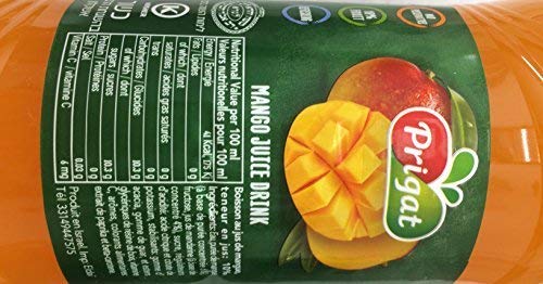 Prigat Mango Juice Drink Kosher For Passover 50.7 Oz. Pack Of 6.