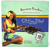 Hawaiian Paradise Coffee 10% Kona Dark Roast Decaffeinated -18 Count Single Serve Cups - Dark & Bold Flavor - Decaf - Compatible with Keurig K-Cup