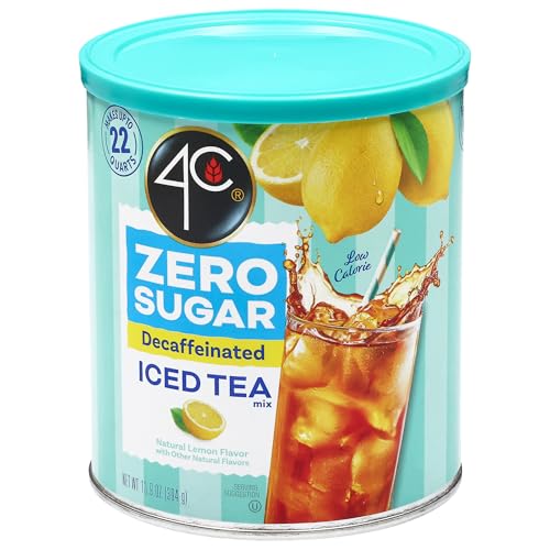 4C Zero Sugar Powdered Drink Mix Cannisters, Zero Sugar Decaffeinated Iced Tea, 22 Quarts, Family Sized Cannister, Low Calorie, Thirst Quenching