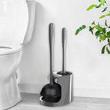 2 in 1 Toilet Brush and Plunger Set - Toilet Brush with Solid Handle, Stand and Holder for Deeply Cleaning in Bathrooms - Plastic Toilet Brush