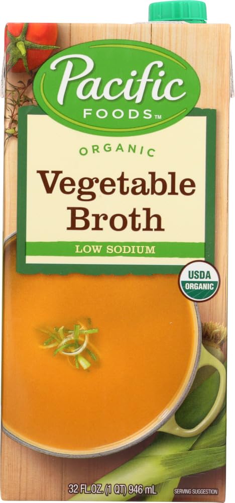 Pacific Foods Organic Low Sodium Vegetable Broth, 32 oz (Pack of 3)