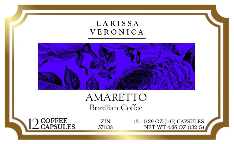 Amaretto Brazilian Coffee (Single Serve K-Cup Pods) (Gourmet, Naturally Flavored, Whole Coffee Beans) (12 pods, ZIN: 571138) - 2 Pack