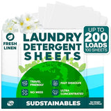 Sudstainables Laundry Detergent Sheets 200 Loads - Dissolvable Laundry Sheet for Washing Machines, Compact Alternative to Liquid & Powder Detergent