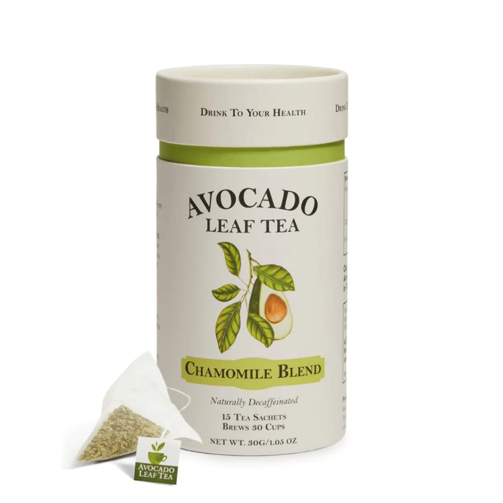 Avocado Leaf/Chamomile Tea - Caffeine-free, Herbal Tea | Immune Support | Cold Brew or Hot Tea | 15 Tea Bags - 30 Servings (Gluten Free & Non-GMO)