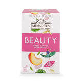 Ahmad Tea Herbal Tea, Peach, Carob, and Rose Petals 'Beauty' Natural Benefits Teabags, 20 ct (Pack of 1) - Decaffeinated & Sugar-Free