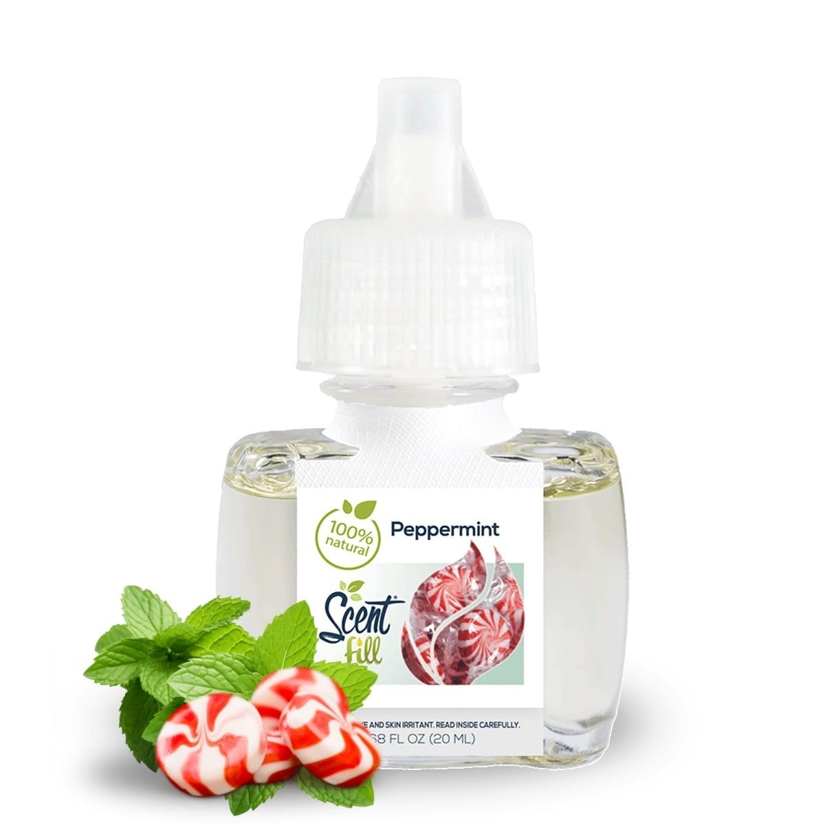 Scent Fill 100% Natural Peppermint Plug in Air Freshener, Scented Oil Refills, 2 Refills + Diffuser