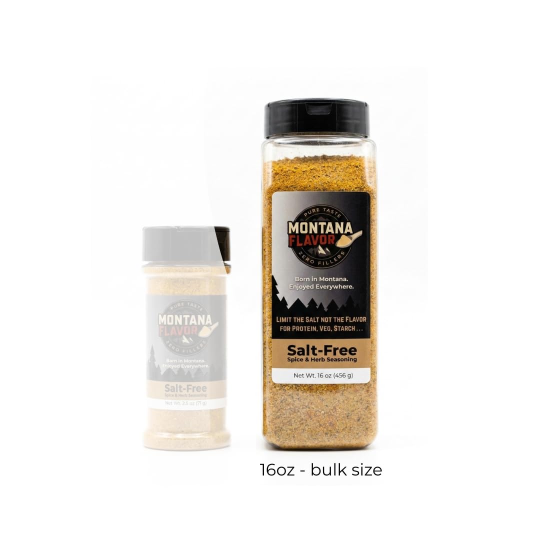 Montana Flavor Salt-Free Spice & Herb Seasoning - Sugar Free, No Sodium Salt Substitute for Meal Prep & Roasting - Keto Friendly - Bulk (16oz)