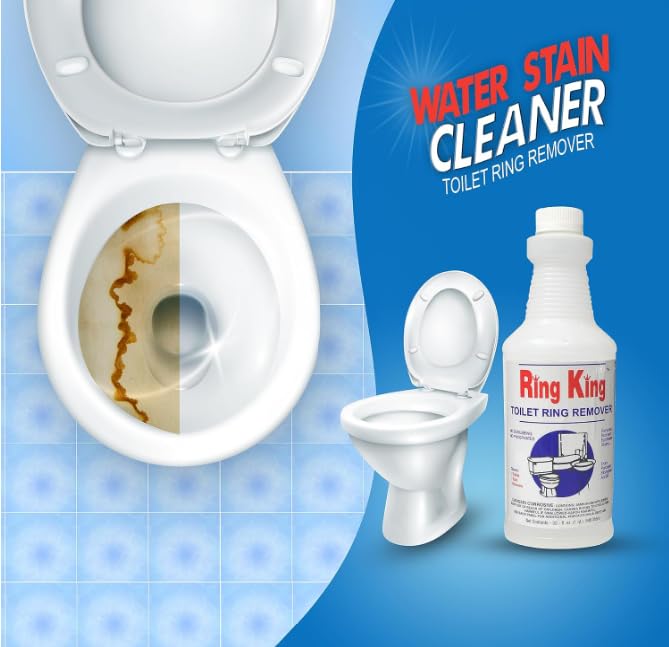 Ring King Toilet Ring Remover, 32 oz, with flip-top applicator - Heavy-duty for rust, hard water, and mineral stains in toilets. Restores severely