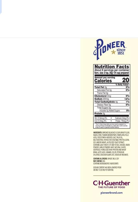 Pioneer Gravy & Seasoning Mixes - 2 packages (Reduced Sodium Brown 1.61oz)
