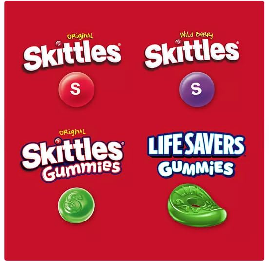 HUBZ Assorted Candy Variety Pack, 100 Pieces, Skittles, Gummies and Life Savers, Bulk Bag