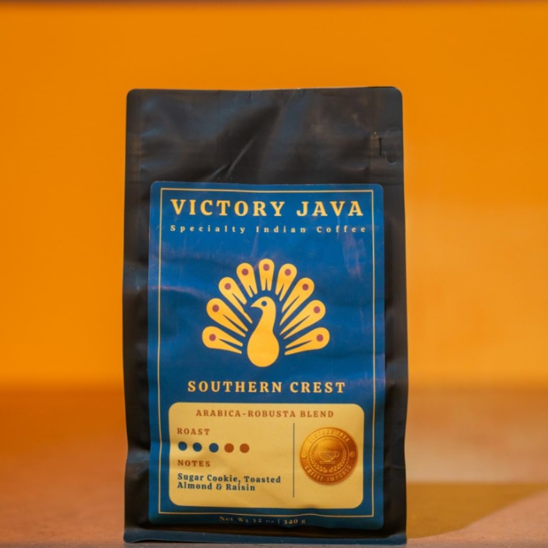 Southern Crest - Arabica and Robusta Blend, Medium-Dark Roast Coffee, Whole Bean, 12 oz Bag, Low Acid Espresso, Rich and Full Bodied, Specialty-Grade
