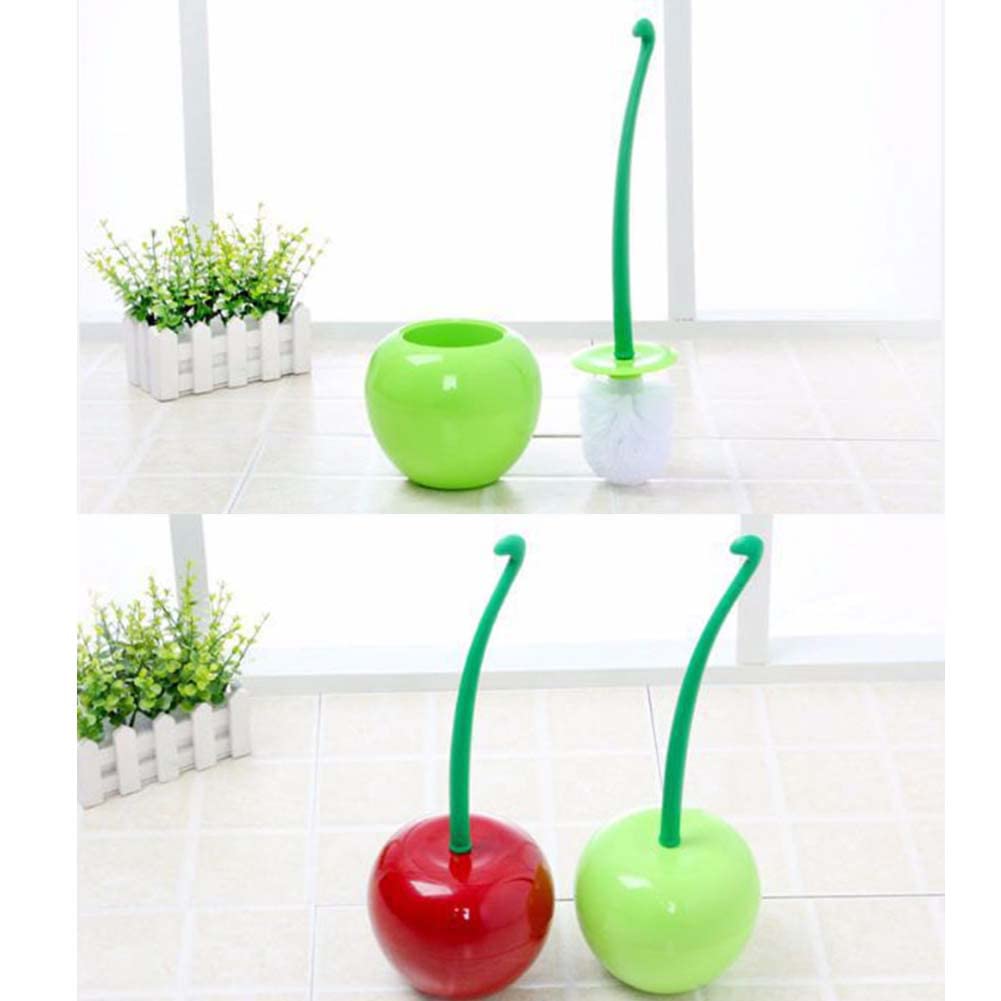 Hoghaki Cherry Toilet Brush with Holder - Cute Standing Toilet Cleaner for Bathroom (Random Color)