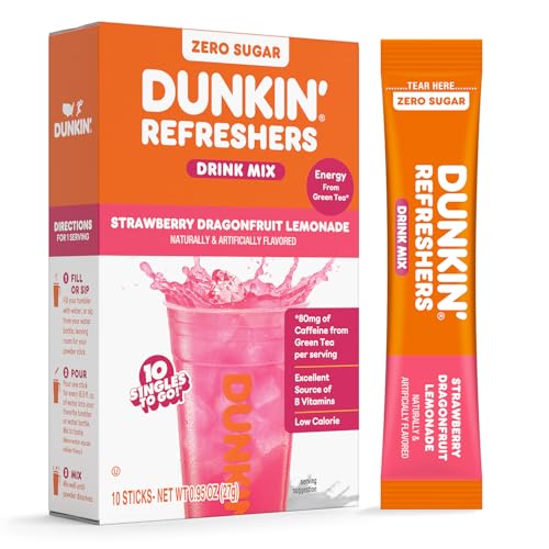 Singles To Go! Dunkin' Refreshers, Strawberry Dragonfruit Lemonade, 10 Ct