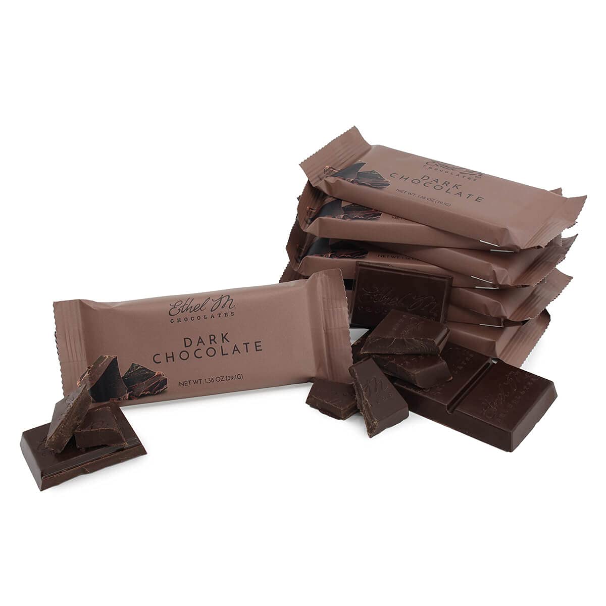 Ethel M Chocolates Premium Dark Chocolate Bars, Box of 24