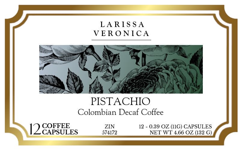 Pistachio Colombian Decaf Coffee (Single Serve K-Cup Pods) (Gourmet, Naturally Flavored, Whole Coffee Beans) (12 pods, ZIN: 574172) - 2 Pack