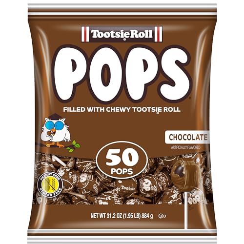 Tootsie Pops Single Flavor Bag - Chocolate Flavored Lollipops with Chocolatey Center - Individually Wrapped Hard Candy - Brown Candy - Peanut Free