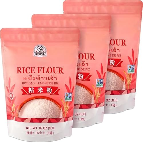 52USA Thai Rice Flour 48 Ounce (Basic), 1 Pound (Pack of 3), Rice Flour for Baking or Cooking, Product of Thailand, All Natural White Rice Flour