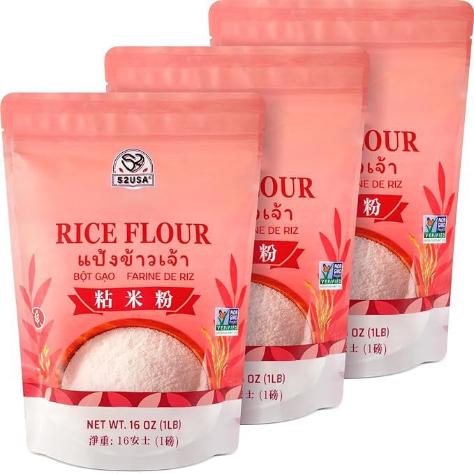 52USA Thai Rice Flour 48 Ounce (Basic), 1 Pound (Pack of 3), Rice Flour for Baking or Cooking, Product of Thailand, All Natural White Rice Flour