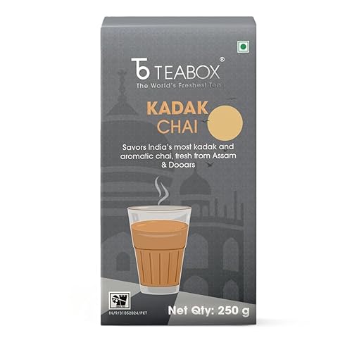 Teabox Premium Fresh Kadak Chai Vacuum Sealed Pack | Sourced From The Estates Of Assam & Dooars | Strong and Premium Chai Black Tea 250G/8.8oz