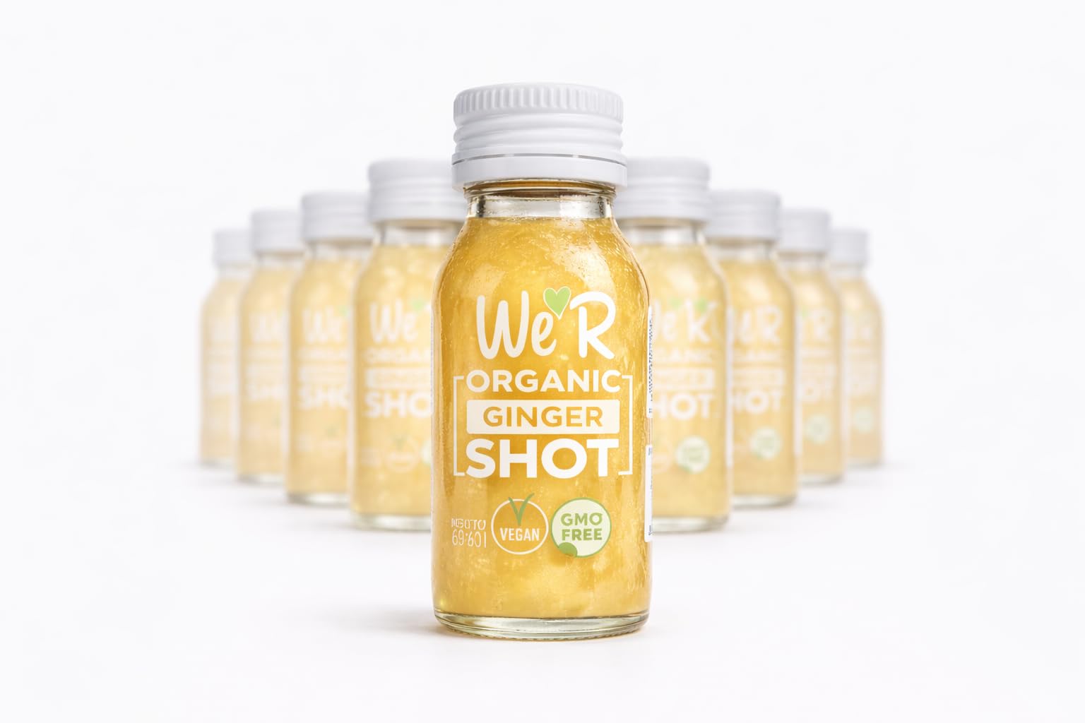 WE'R Organic GINGER Shot Certified Organic & Non-GMO. 2Fl Oz Each (12 Pack / 24Fl Oz Total)