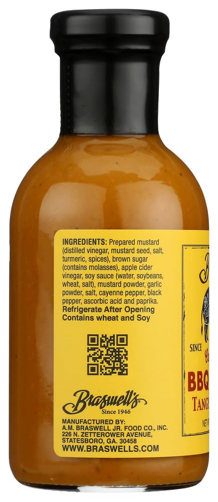 Braswells Tangy Mustard BBQ Sauce, 355 ML